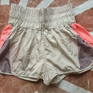 Free People Movement Neutral Colorblock Athletic Shorts with Coral Accents SizeL